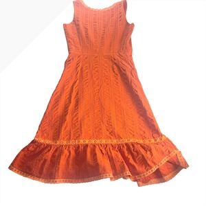 Marc Jacobs Orange Midi Dress Cottagecore Euro Summer Boho Romantic Lace
